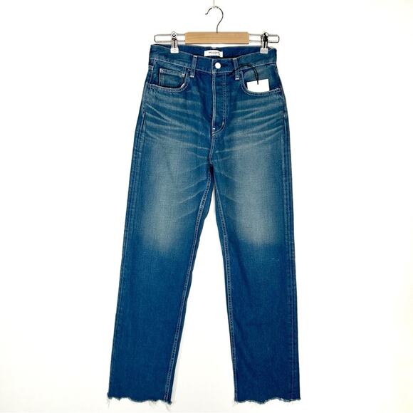 MOUSSY Walmore Wide Straight Leg High Rise Raw Hem Jeans - Picture 6 of 12